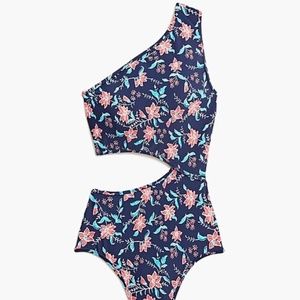 J. Crew Floral One-Shoulder Cutout Swimsuit